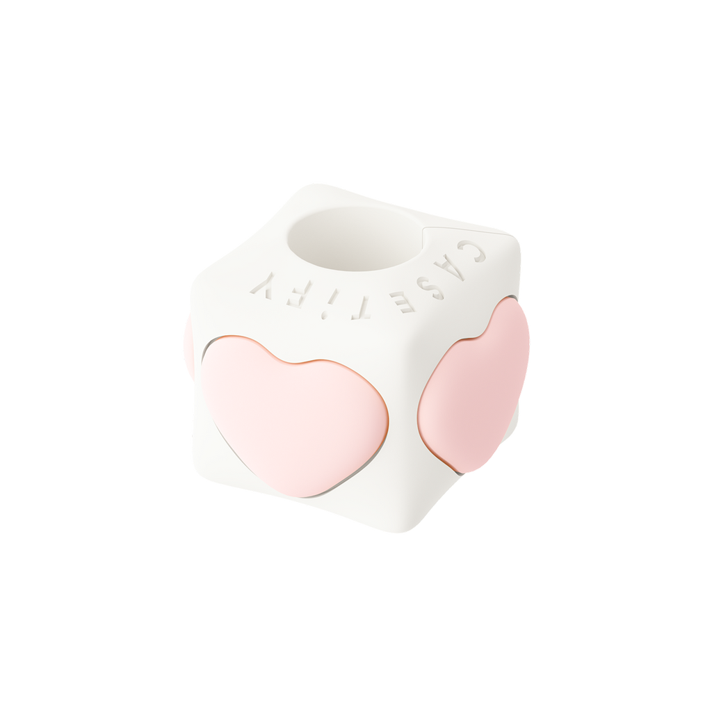 Puffy Charm Cube - HEART - White with Pink Heart