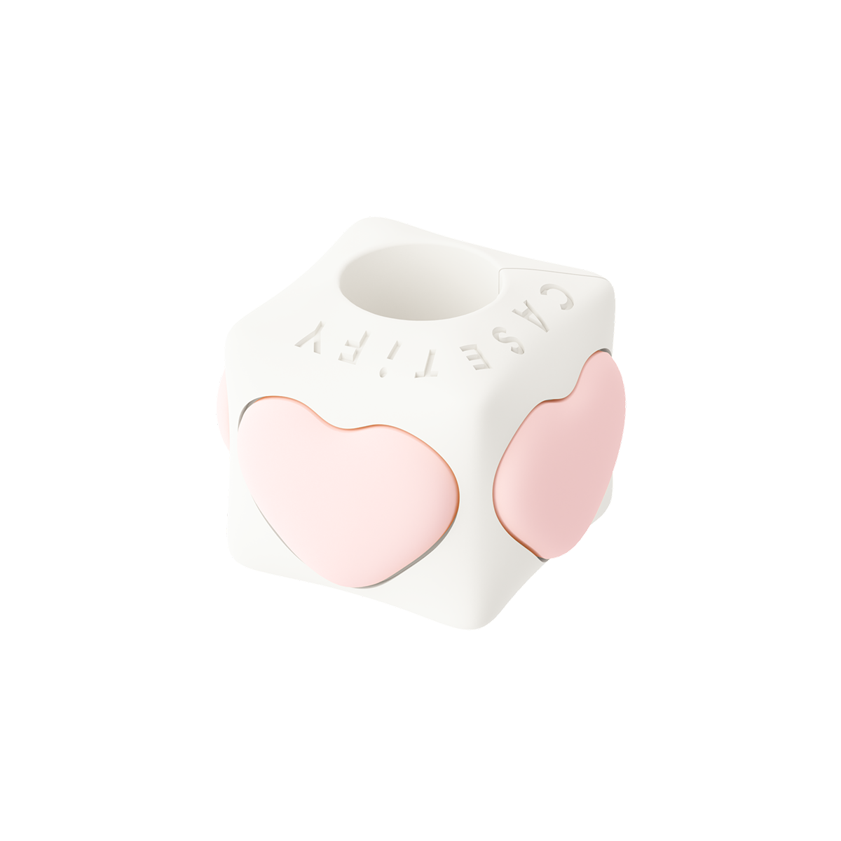 Puffy Charm Cube - HEART - White with Pink Heart