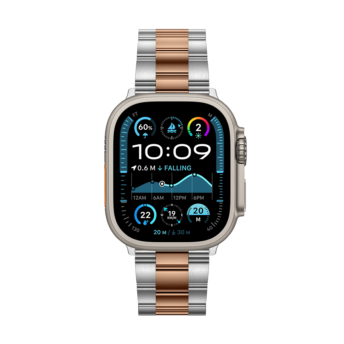 Stainless Steel 3-Link Band 49mm (Ultra 3) - Two-Tone (Rose Gold/Silver)