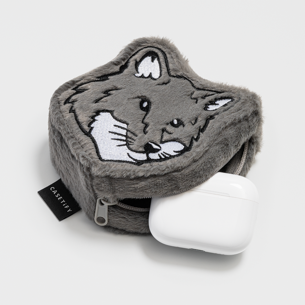Maison Kitsuné Earbuds Plush Pouch (Grey)
