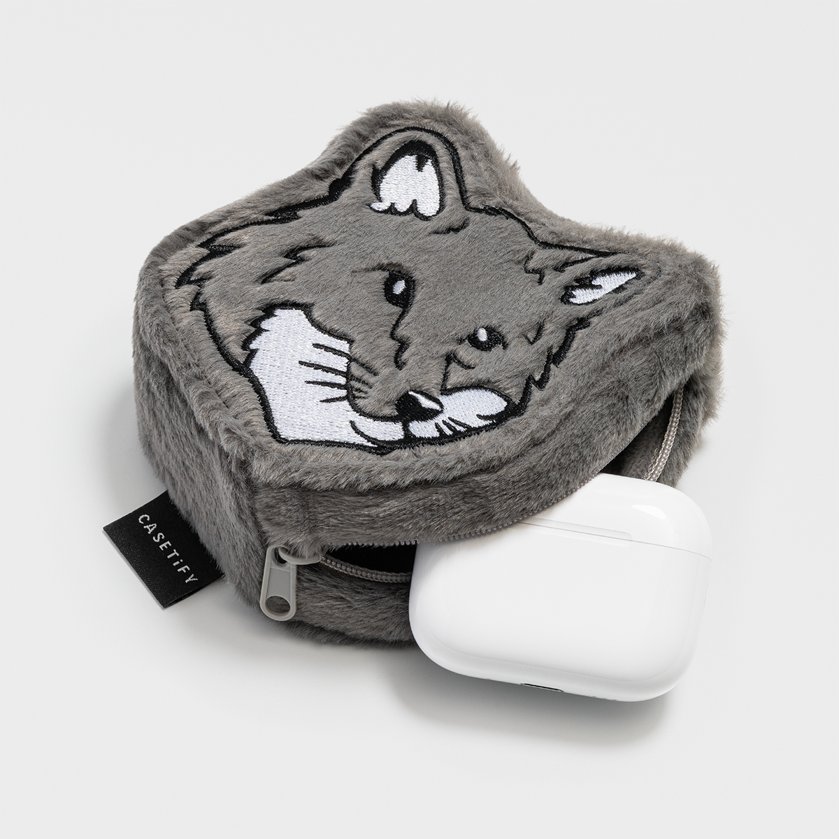 Maison Kitsuné Earbuds Plush Pouch (Grey)