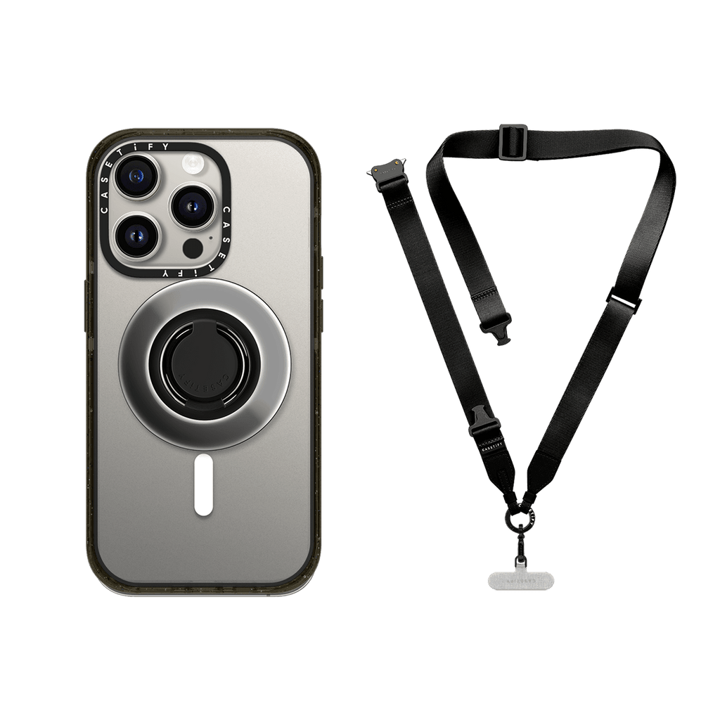 Secure Your Phone Set - Snappy Mirror Ring Holder MagSafe Compatible & 2-in-1 Utility Lanyard (Black) | Image 1