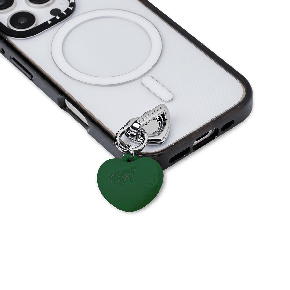 Charm Keychain - Puffy Heart - Deep Green