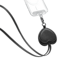 BioVeg Heart Cross-body Strap - Black + Silver D-ring Light Grey Strap Card (NON-PRINT) | Image 1