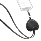 BioVeg Heart Cross-body Strap - Black + Silver D-ring Light Grey Strap Card (NON-PRINT) | Image 1
