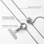 Metal Heart Cross-body Strap - Glossy Silver