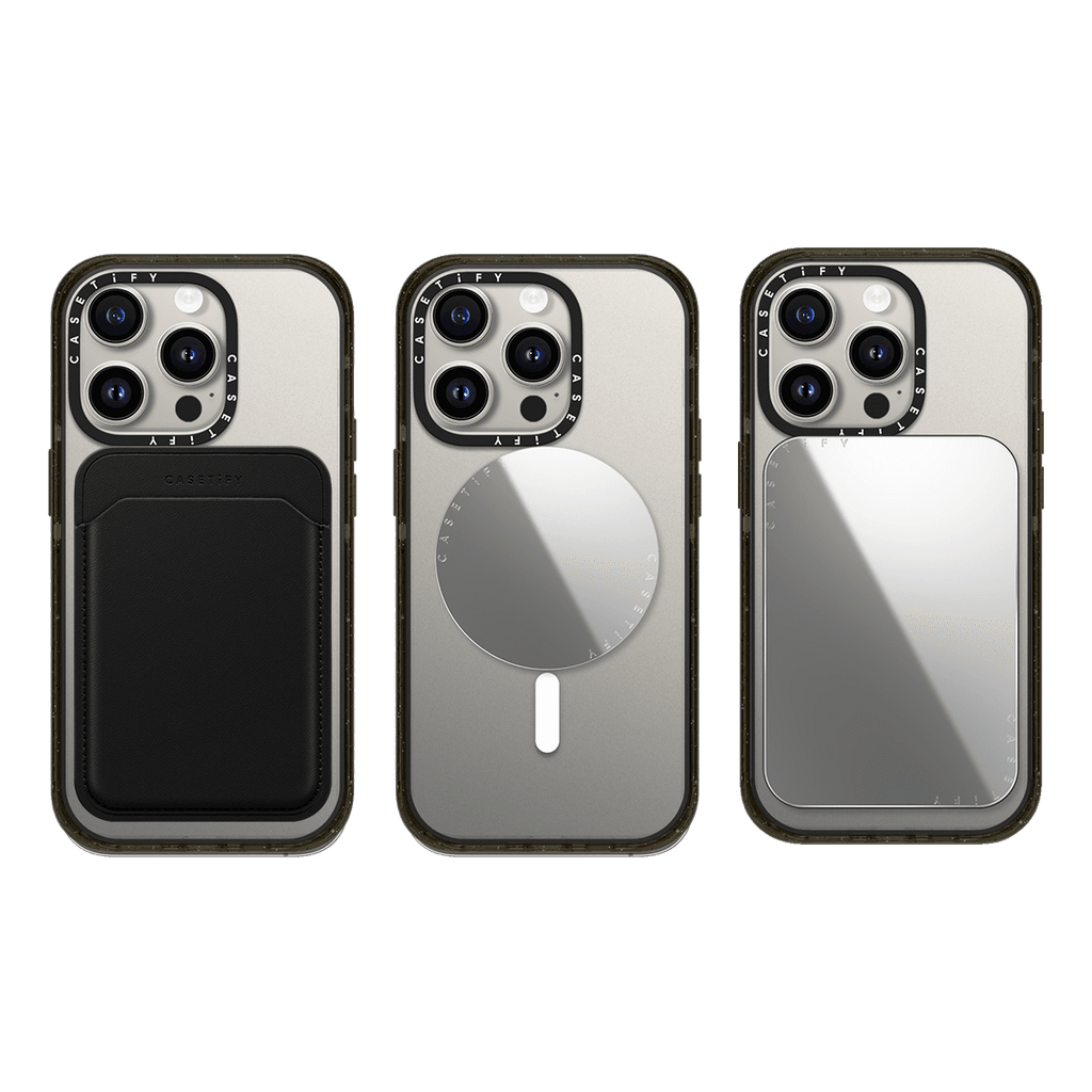 Snappy Trio Set (MagSafe Compatible) - BioVeg Wallet (Black) & Mirror Grip Stand & Mirror Cardholder Stand | Image 1