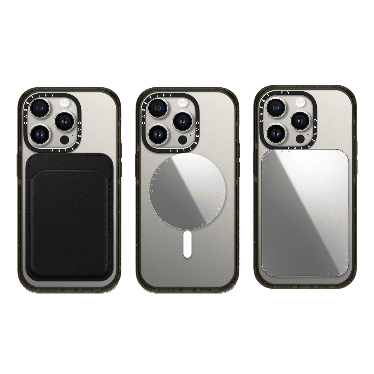 Snappy Trio Set (MagSafe Compatible) - BioVeg Wallet (Black) & Mirror Grip Stand & Mirror Cardholder Stand | Image 1