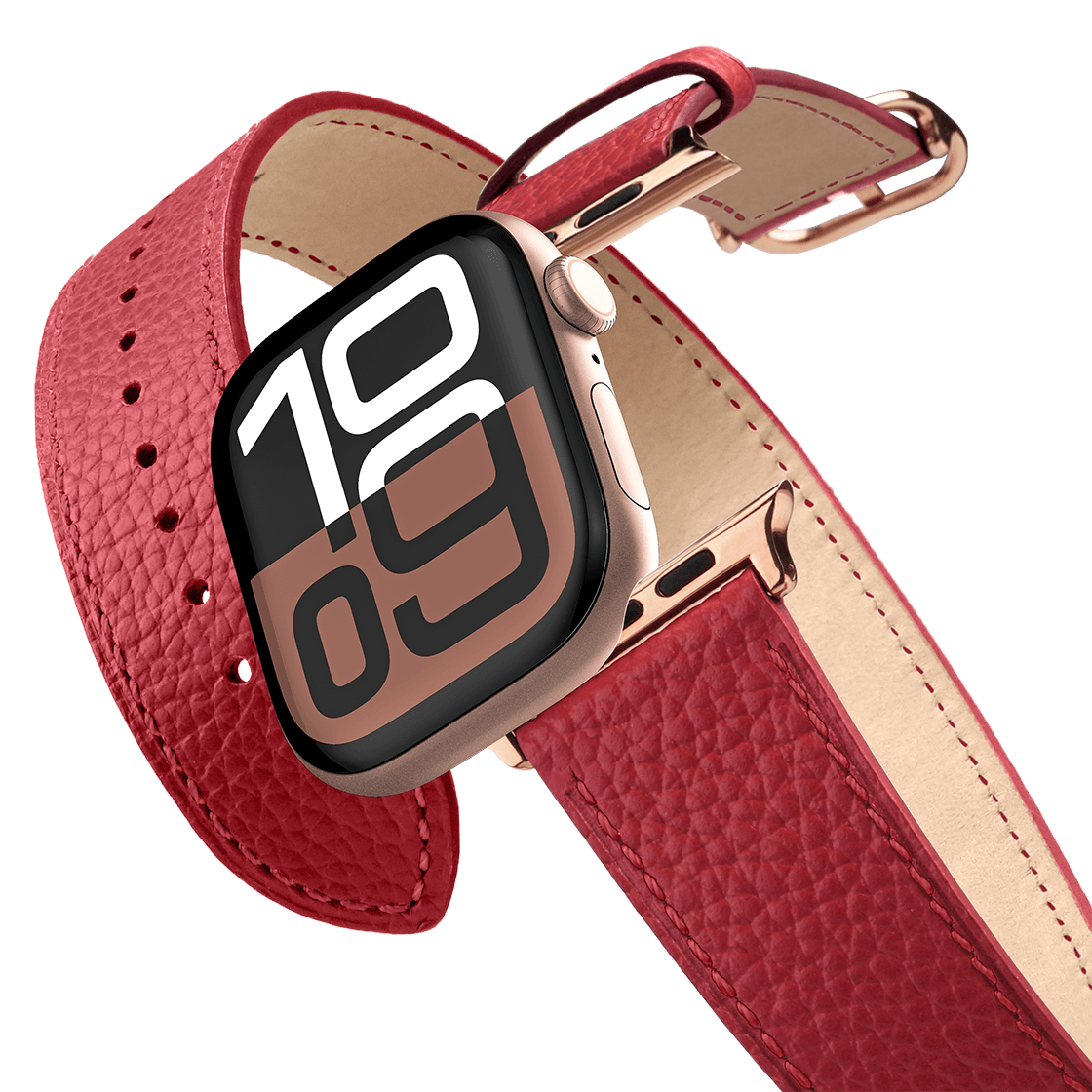 2-in-1 Italian Leather Band 46mm (Series 10) - Red | Image 1